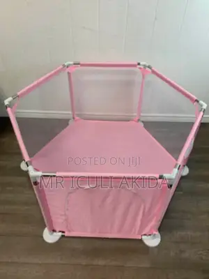 Outerdo Baby Playpen 6 Sides With Round Zipper Door, Pink