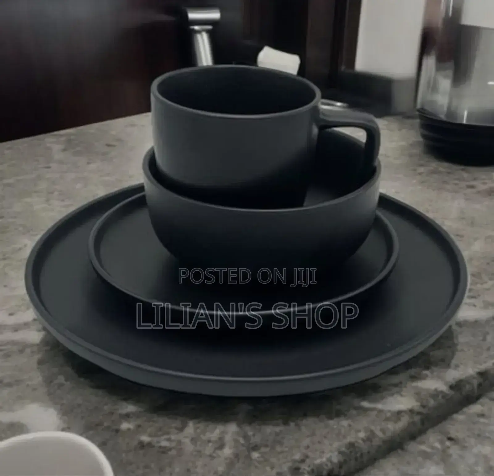 16pcs Dinnerware Set Black