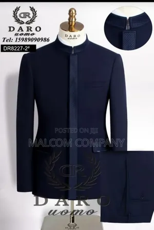 Photo - Men Blue Suit Stand Up Collar