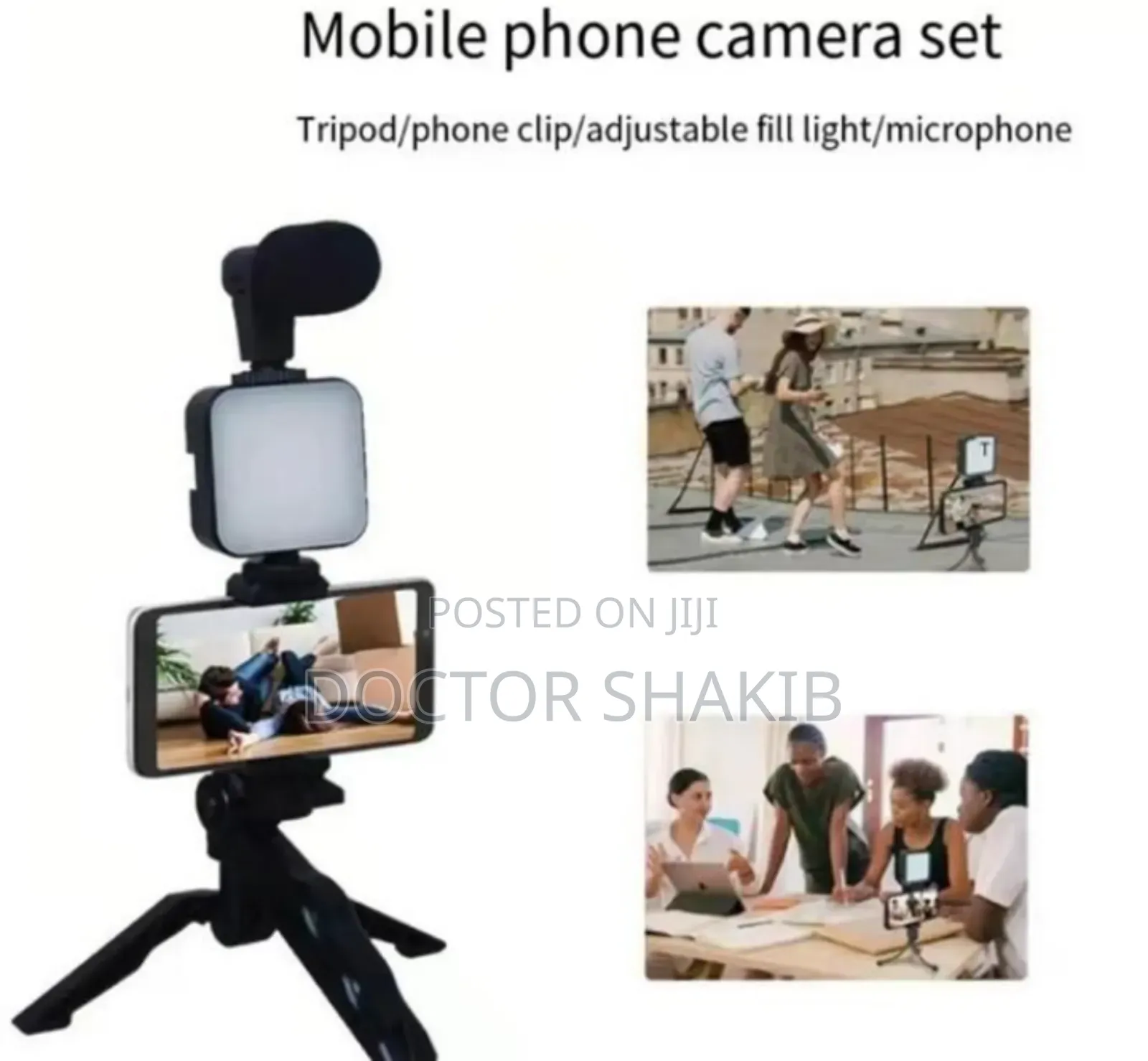 Portable Cell Phone Camera Travel Tripod Stand-Blac