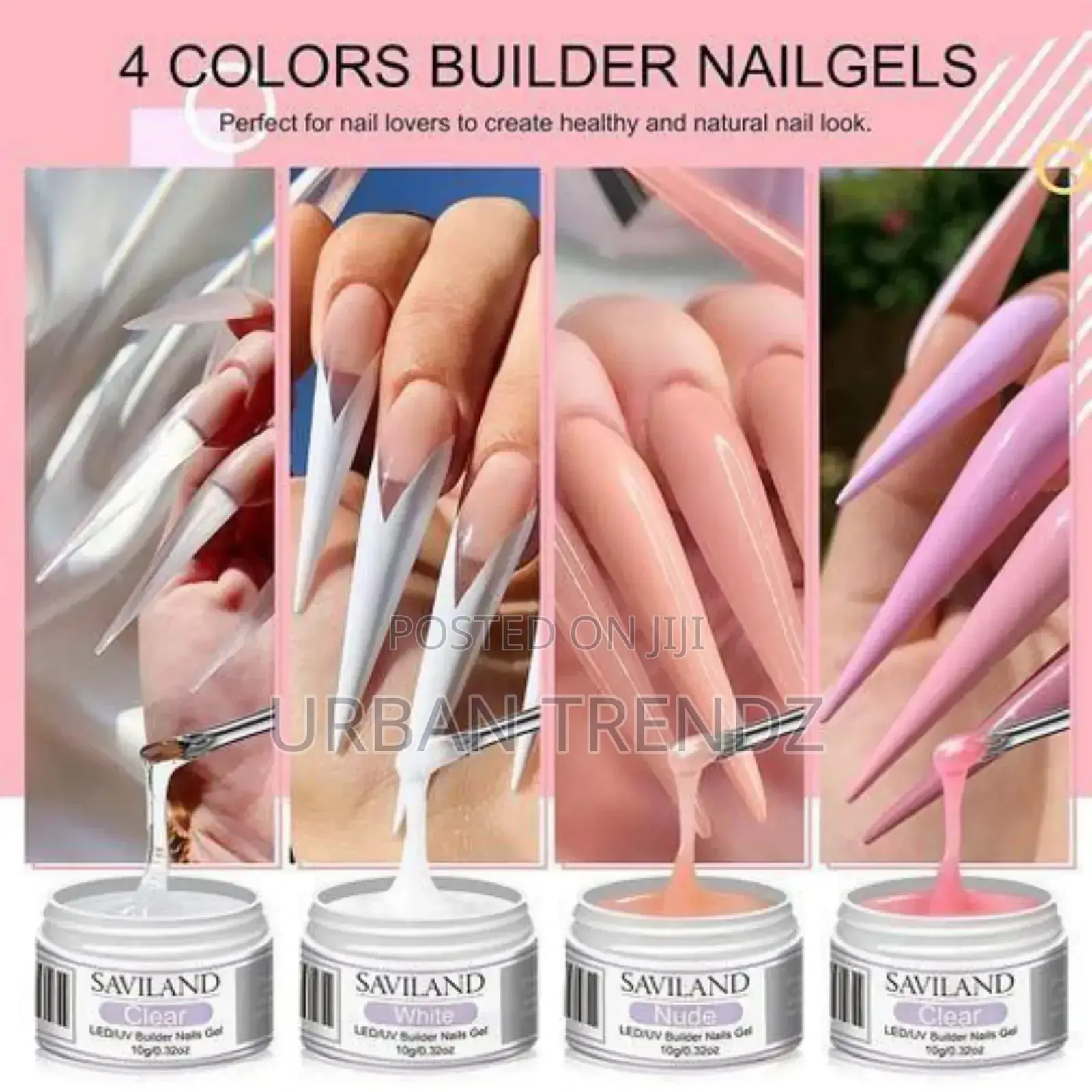 Saviland Builder Nail Gels Kit 4 Colors Clear Nudes White