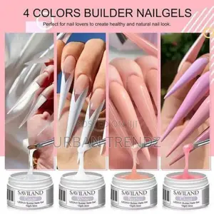 Saviland Builder Nail Gels Kit 4 Colors Clear Nudes White
