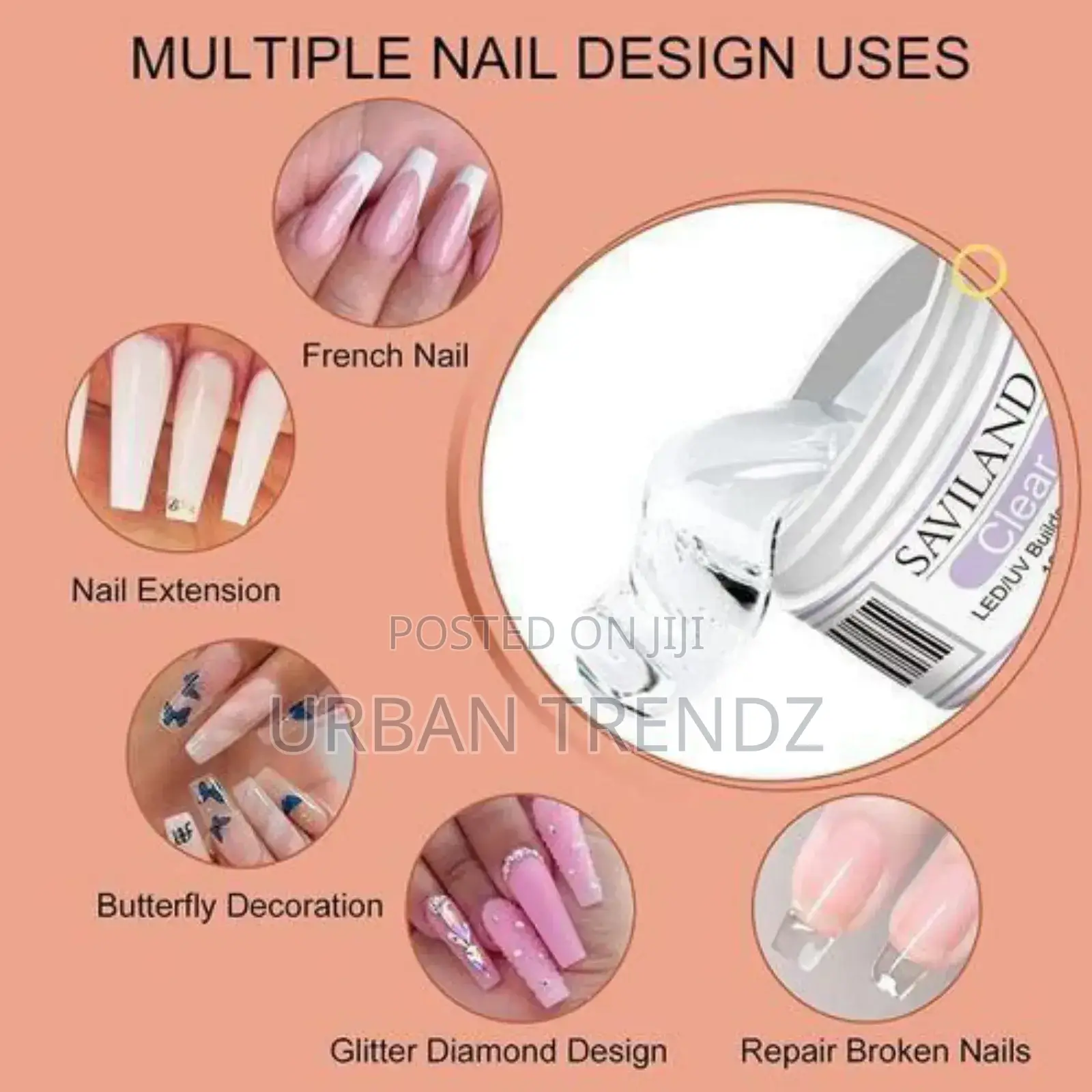 Saviland Builder Nail Gels Kit 4 Colors Clear Nudes White