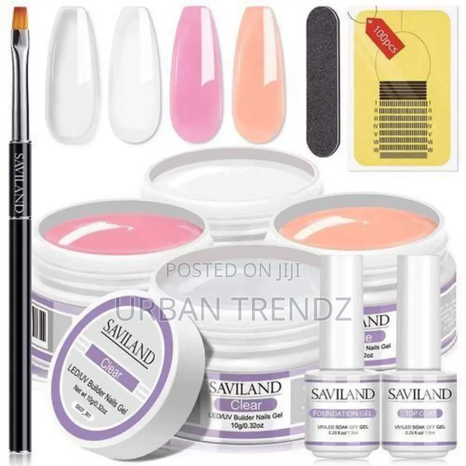 Saviland Builder Nail Gels Kit 4 Colors Clear Nudes White