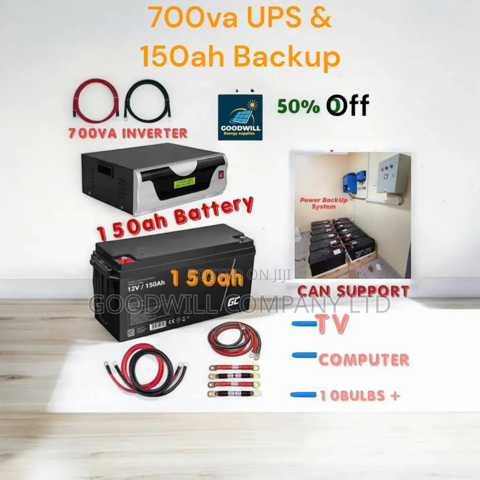 Power Backup System (700va and 150ah Battery Bank)