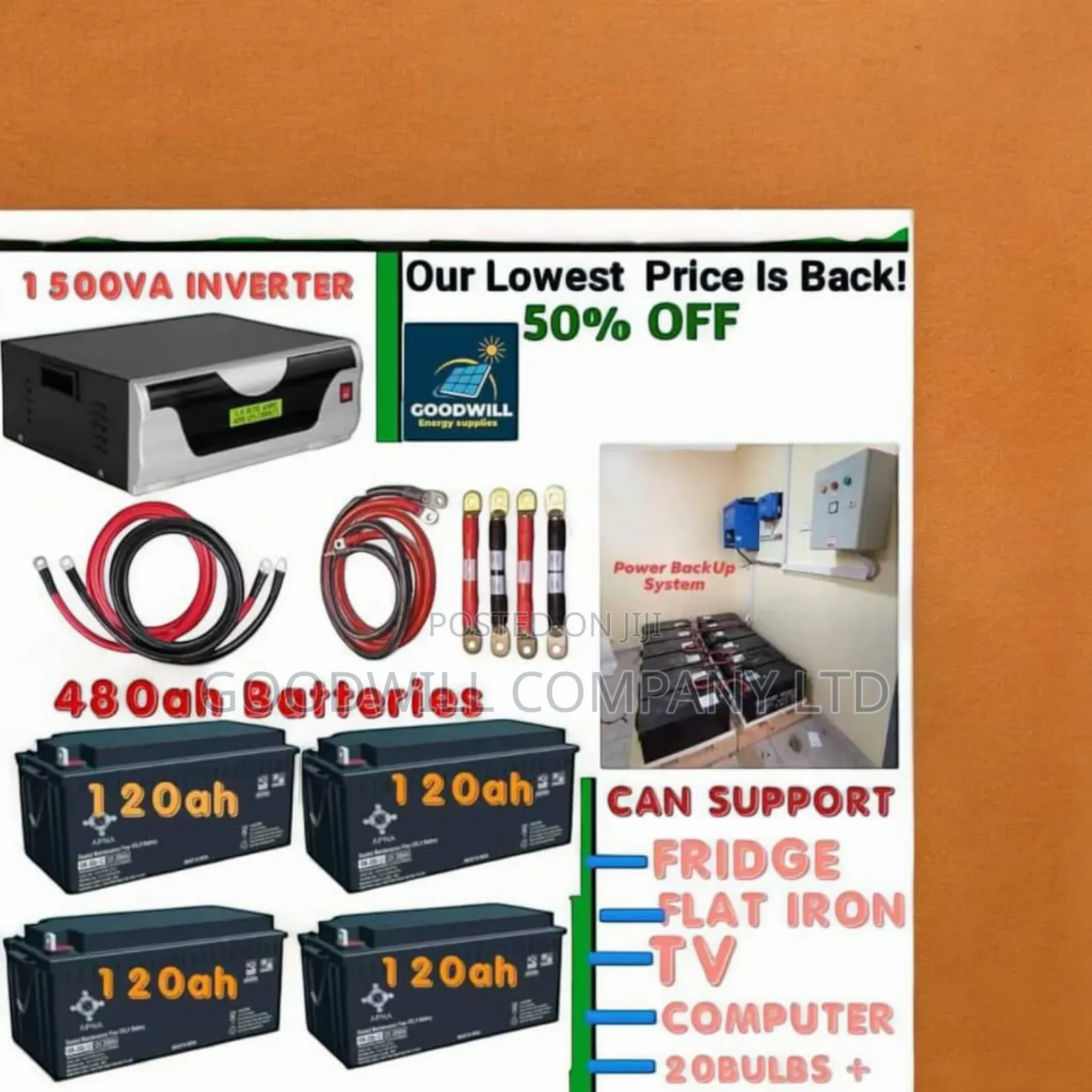 Power Backup System (1500va and 480ah Battery Bank)