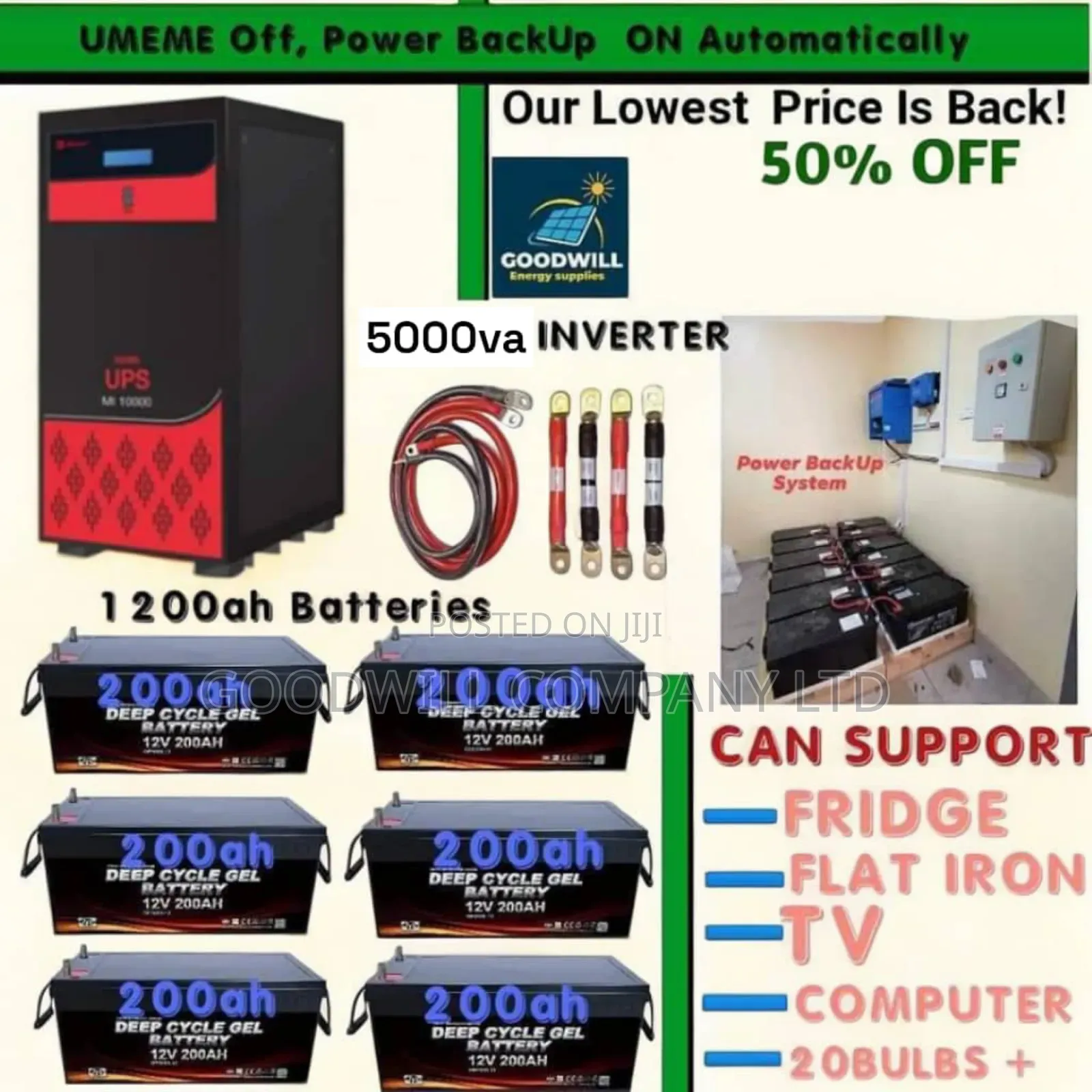 Power Backup System (5000va and 1200ah Battery Bank)