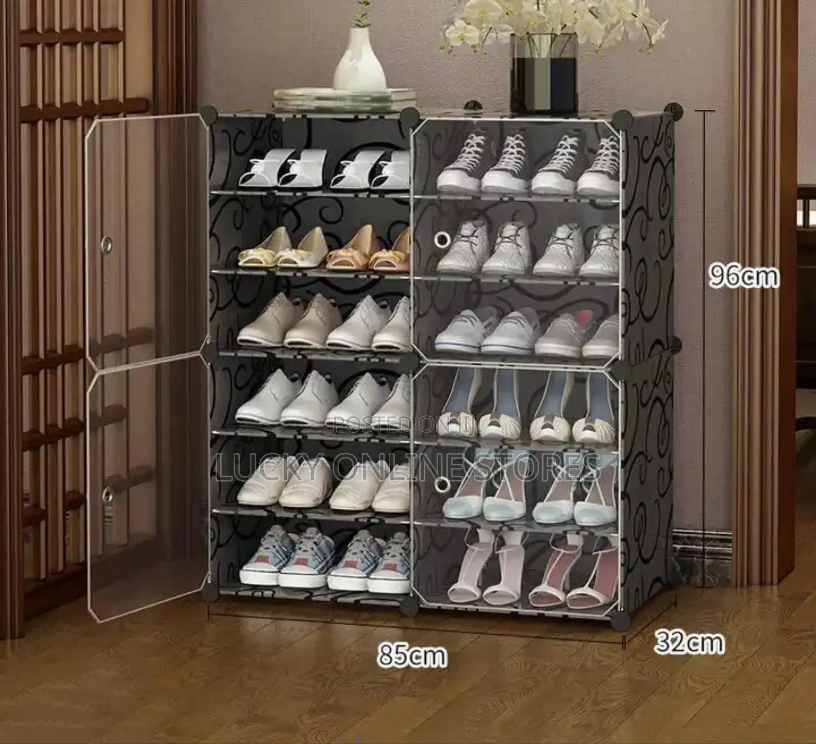 Portable Plastic Shoe Rack Organizer With Door