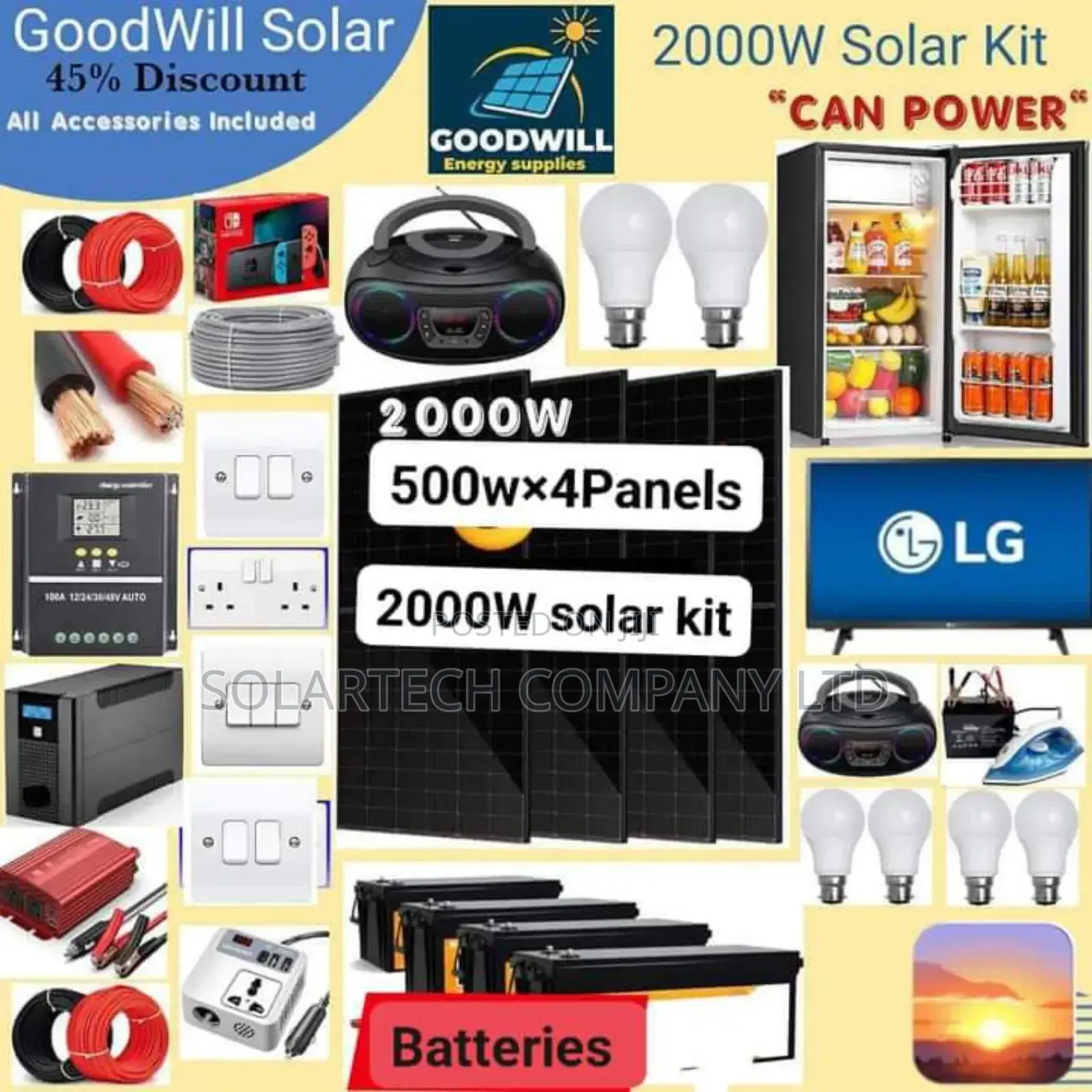 Durable 2000W Solar System Full Kit Jk