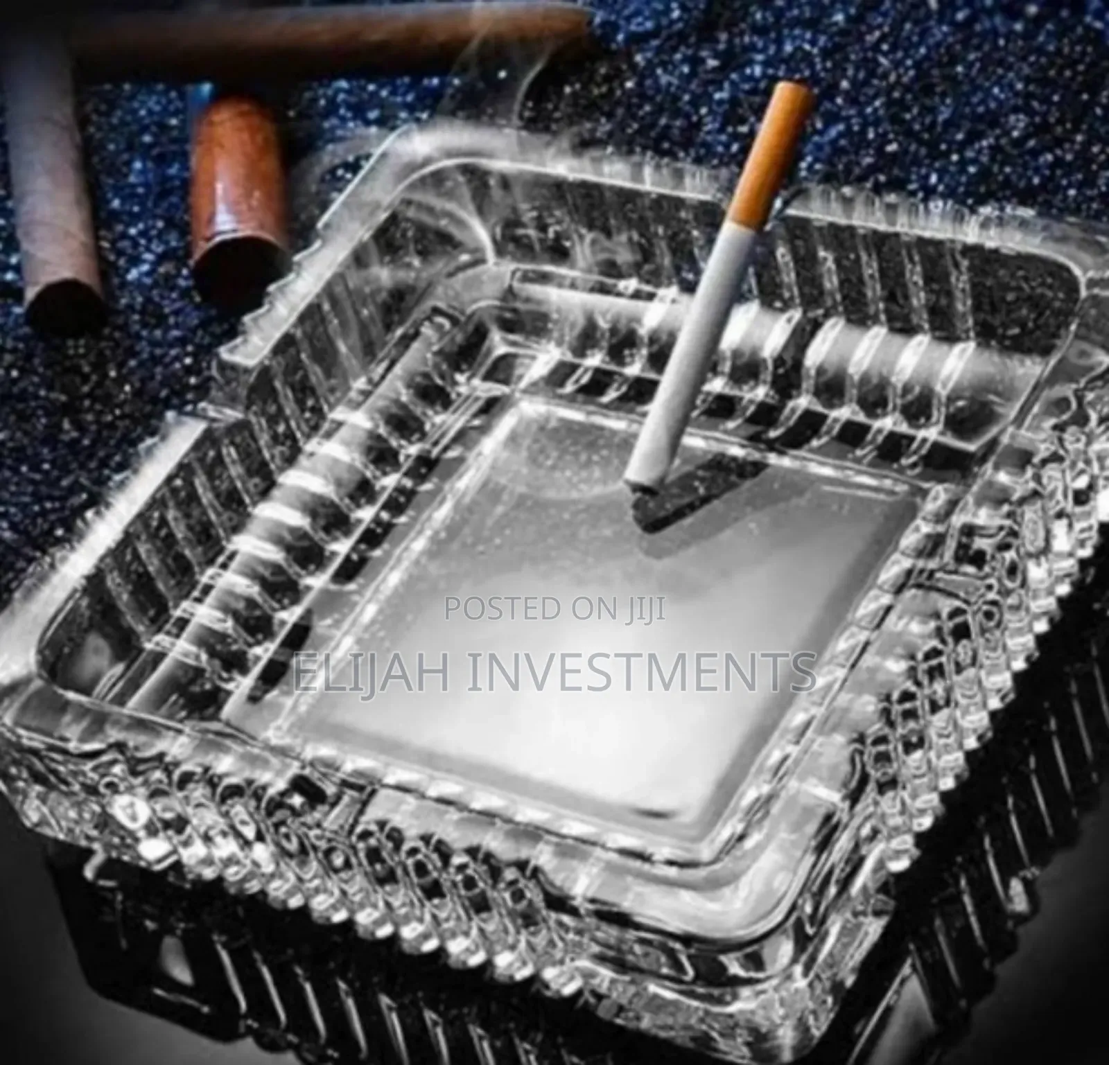 Crystal Clear Glass Square Ashtray
