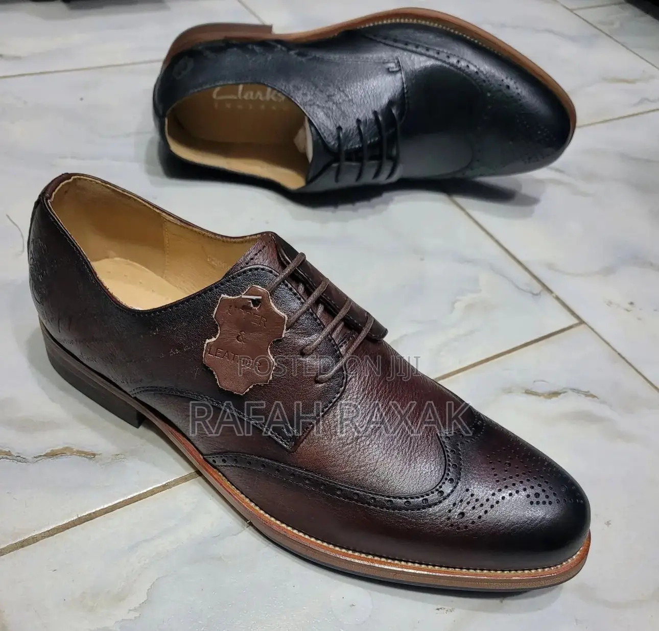 Original Dark Tan Clarks Gentle Leather Oxfords