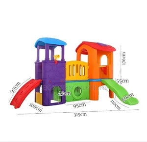 Indoor/Outdoor Multiply Twin Tower Playhouse Set With Slides