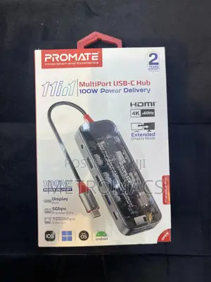 Promate 11-in-1 Multiport USB-C Hub 100W Power Delivery