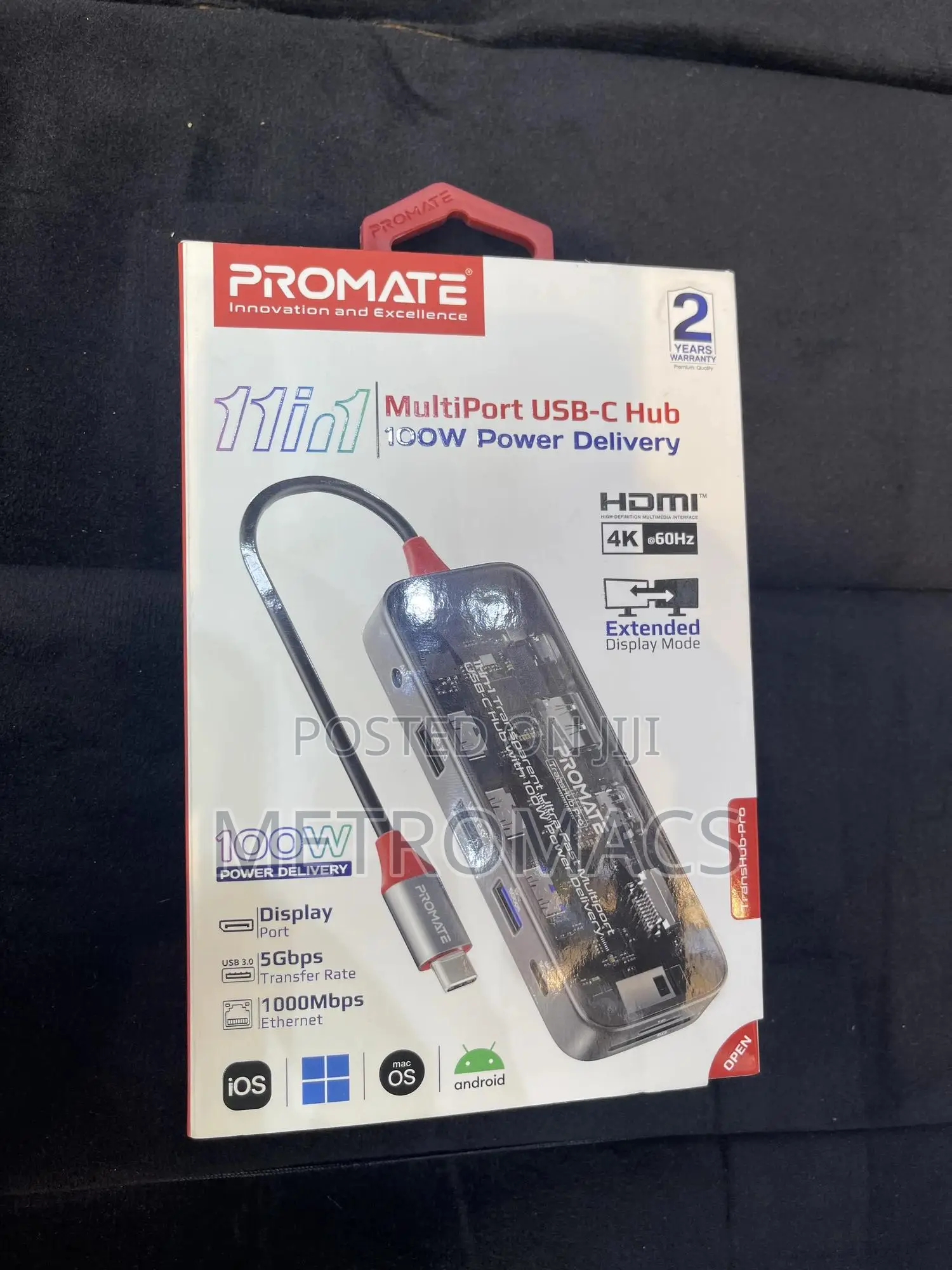 Promate 11-in-1 Multiport USB-C Hub 100W Power Delivery