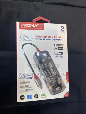 Promate 11-in-1 Multiport USB-C Hub 100W Power Delivery