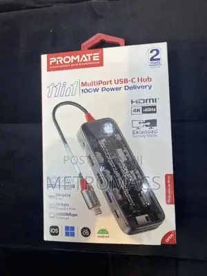 Promate 11-in-1 Multiport USB-C Hub 100W Power Delivery