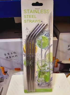 4pcs Stainless Steel Straw and Cleaning Brush