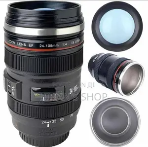 Camera Lens Coffee Tea Mug With Lid Black/ White