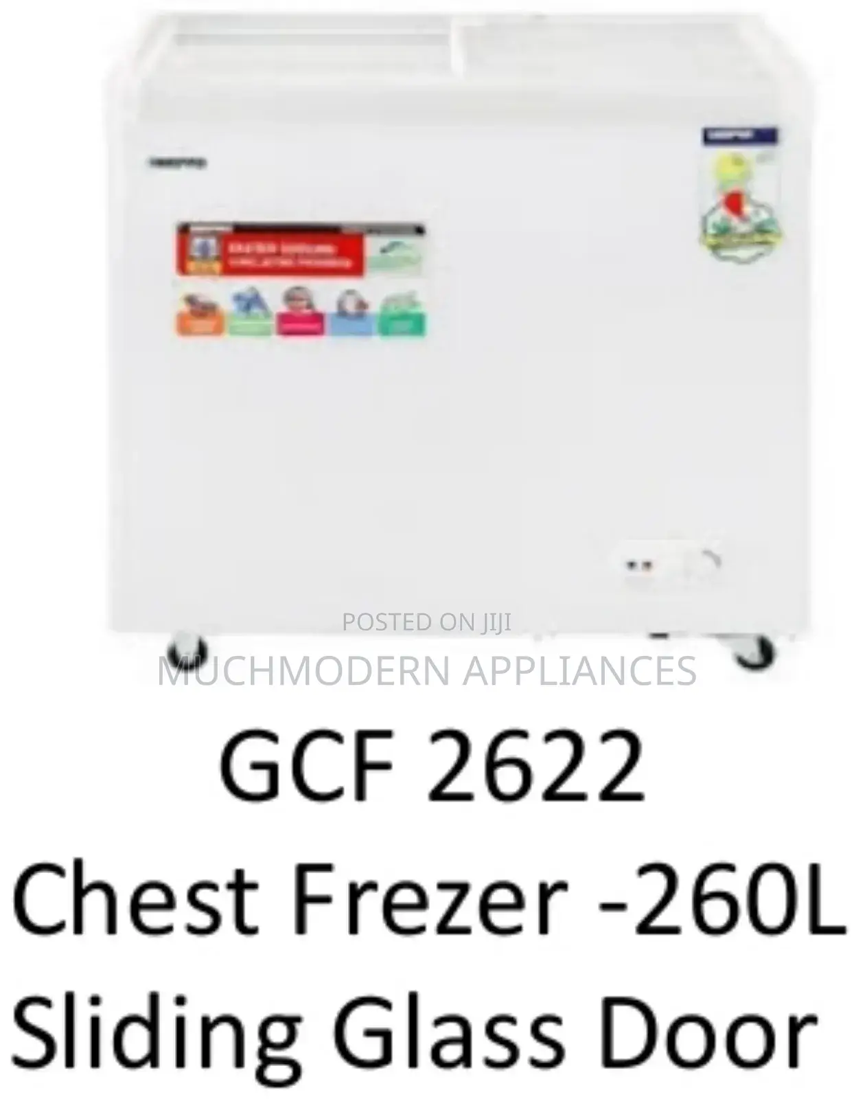 Geepas GCF 2622 
Chest Frezer -260l
Sliding Glass Door