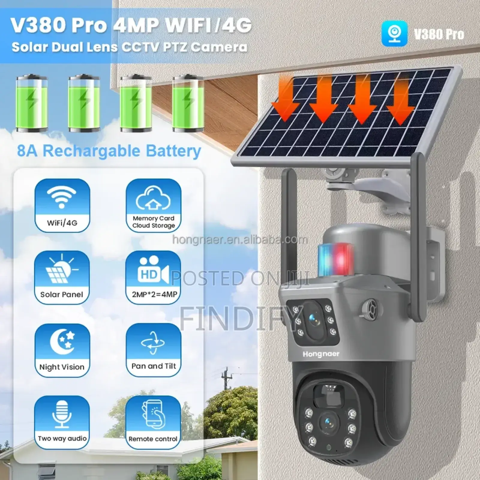 V380 Pro Solar Surveillance
PTZ Camera Dual Lens Wireless
