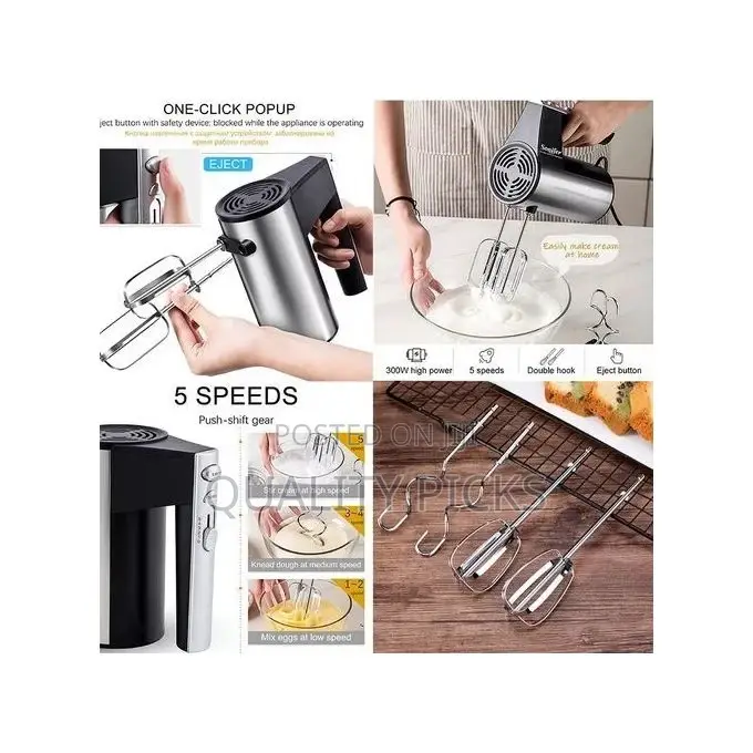 6 in 1 Electric Hand Mixer for Kneading Dough-Black