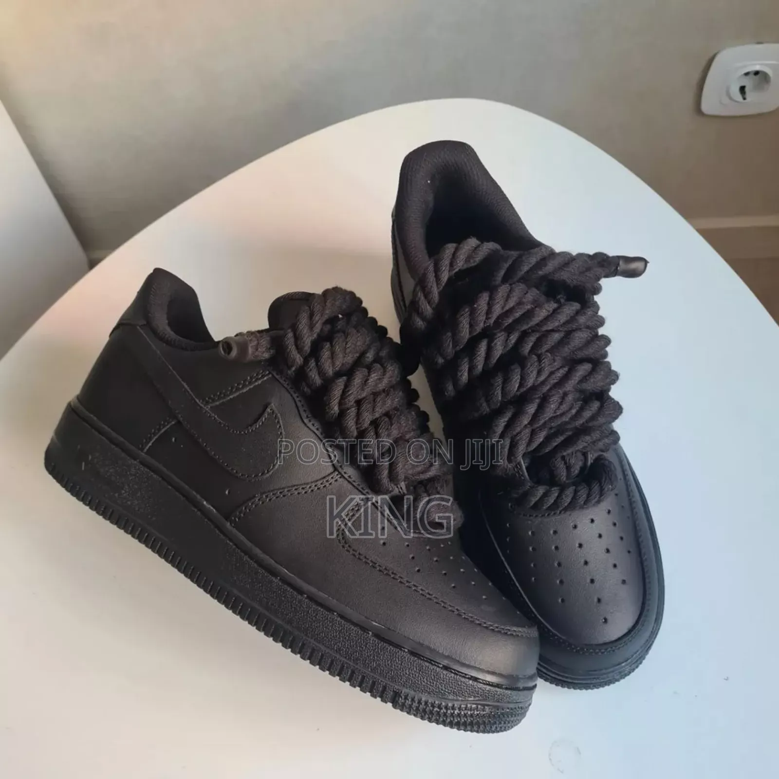 Actual Air Force One Big Laces Noir Mat Black