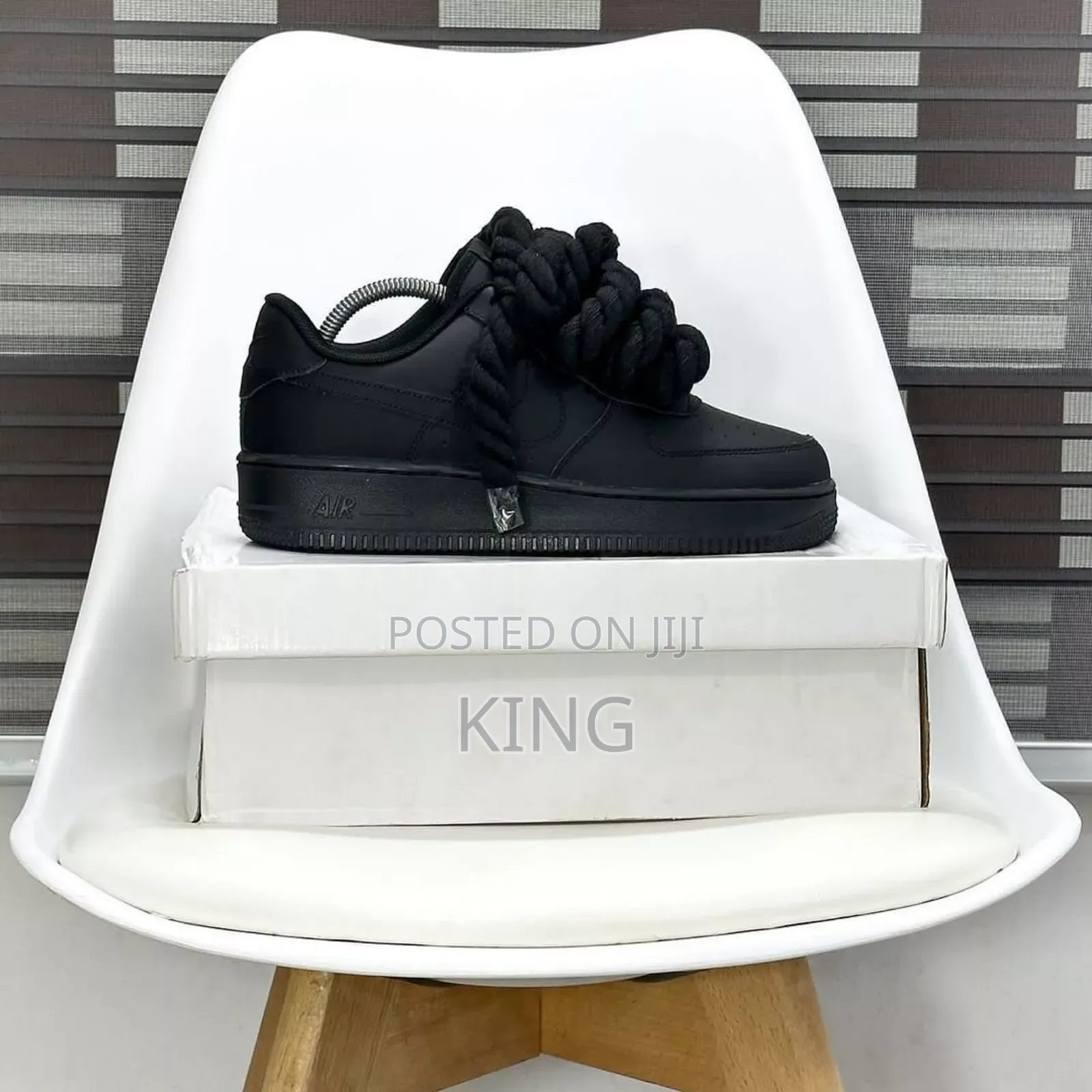 Legit Air Force One Big Laces Noir Mat Black