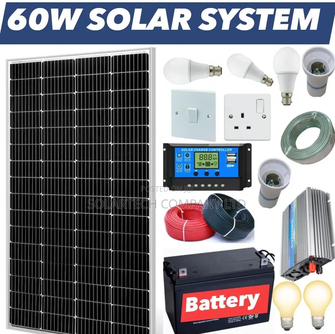 60W Solar System Full Kit/ 24” TV Lights