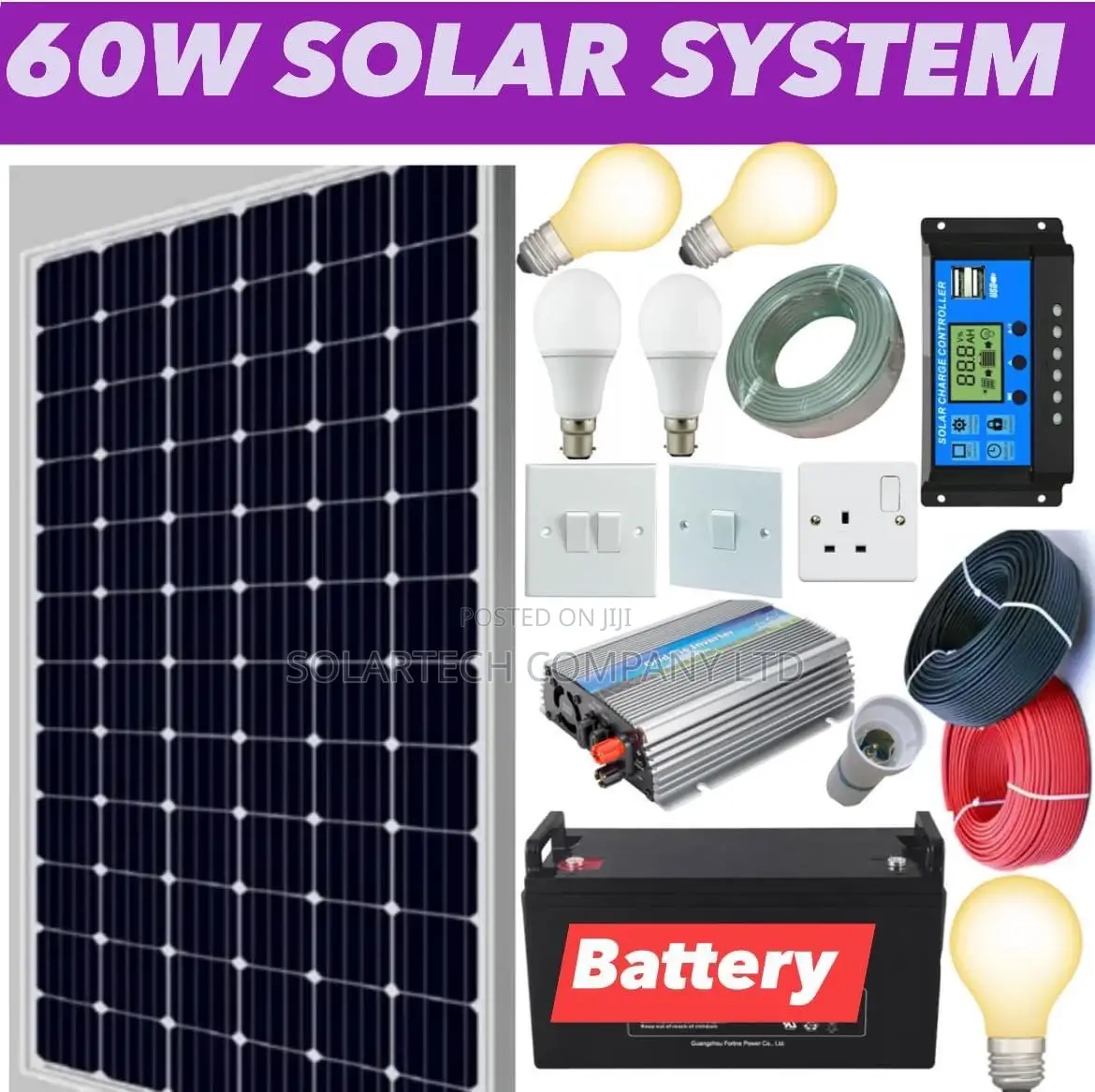 60W Solar System Full Kit/ High Capacity Battery