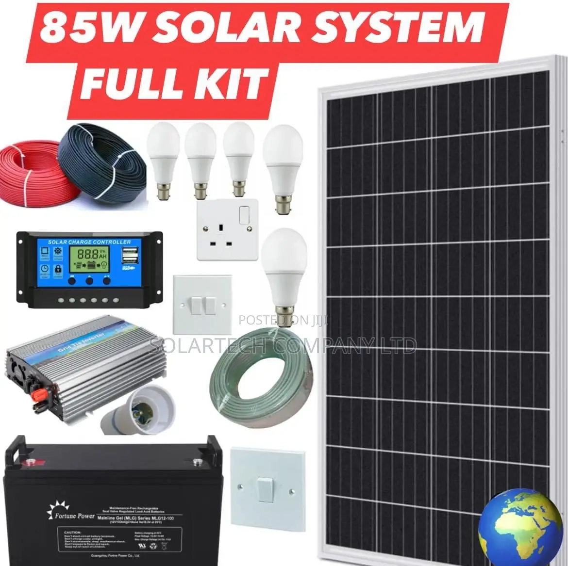 85W Solar Energy System Kit / High Capacity Battery.