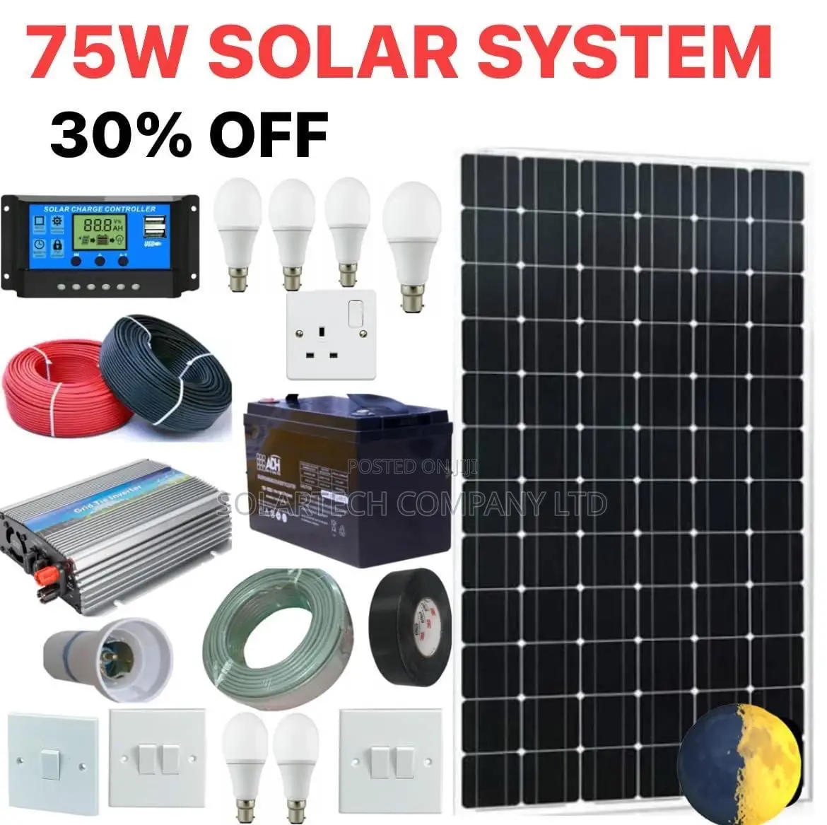75W Solar Energy System Full Capacity/ Home Use