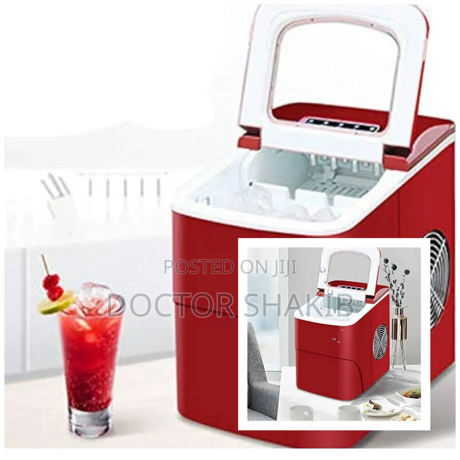 Commercial Home Held Red Color Ice Cube Machine