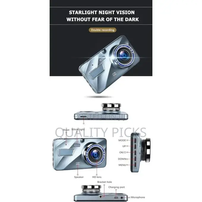 4" Dash Cam for Car Front Rear With 32G TF Card, 1080P