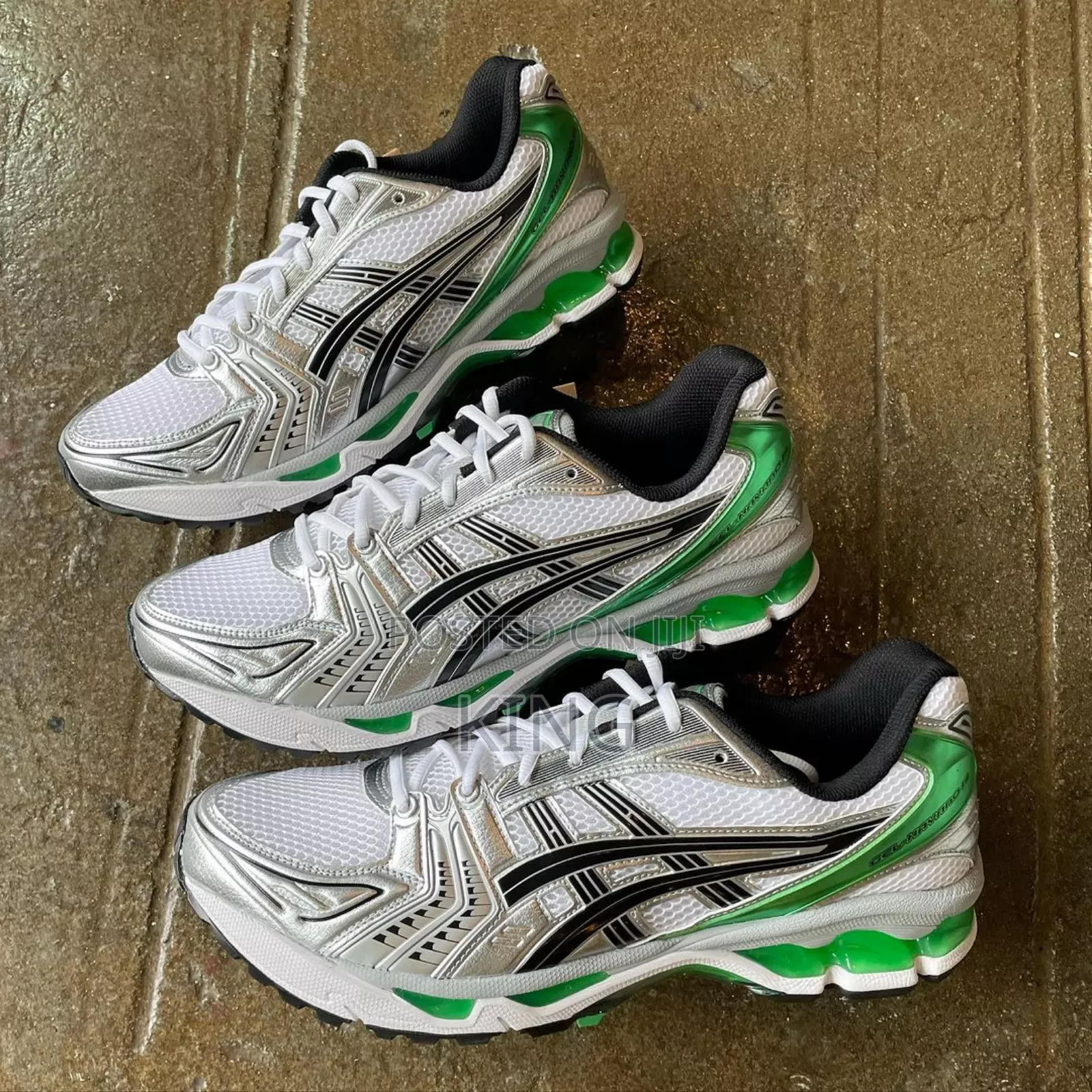 Bright ASICS Gel Kayano 14 Malachite White Green Sneakers