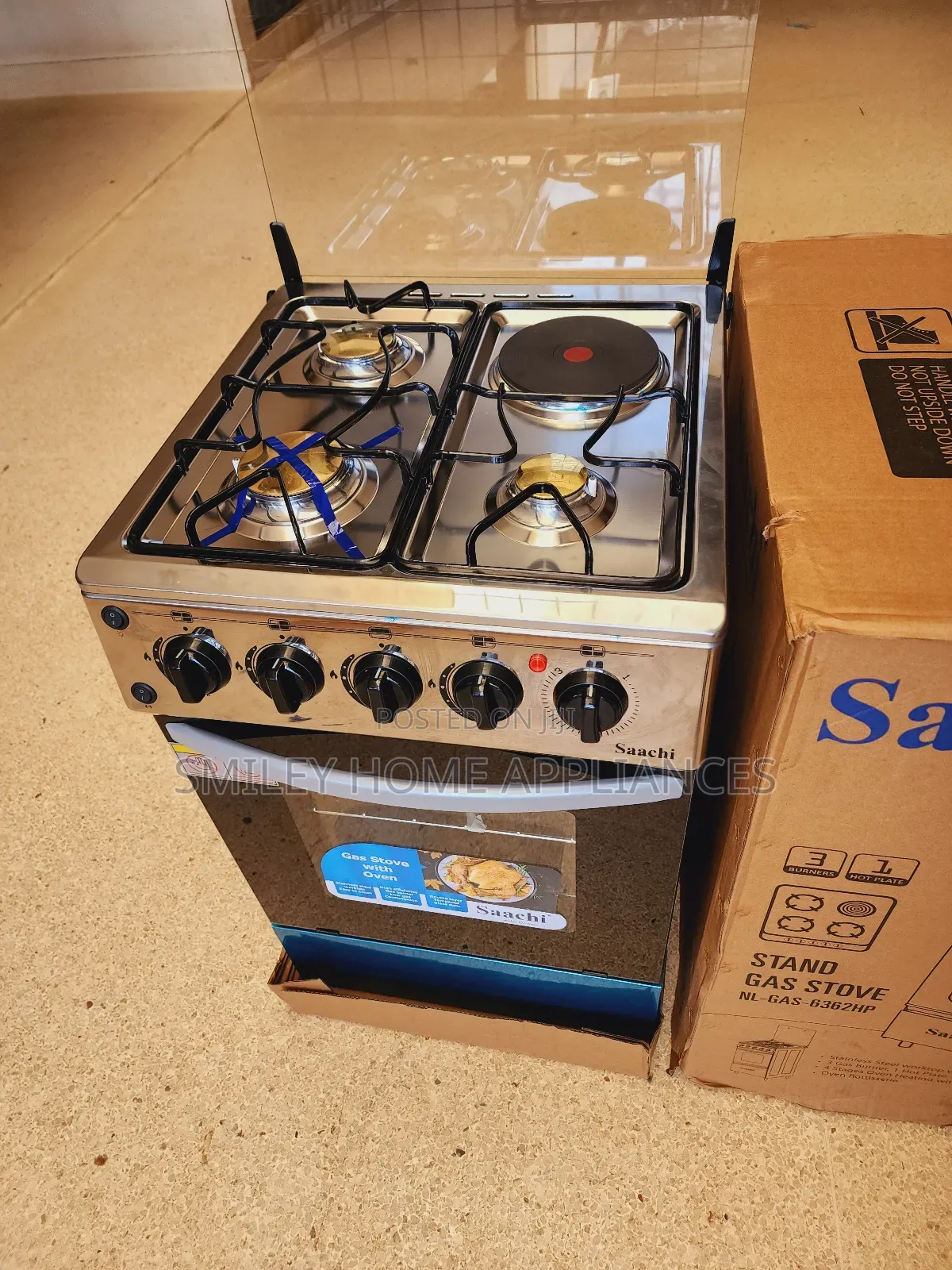 Stainless Steel Saachi Gas Cooker 3+1