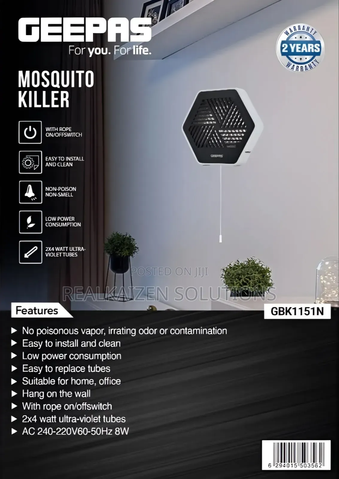 Geepas Hexagonal Mosquito | Insect Killer 2x5w UV Tube Lamp