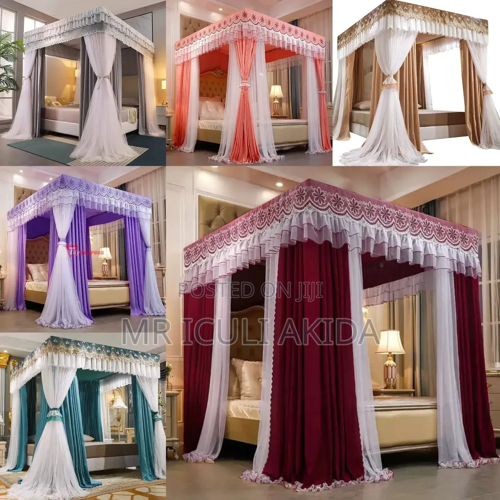 Double Layer Stylish Design 4stand Mosquito Net WTH Curtain