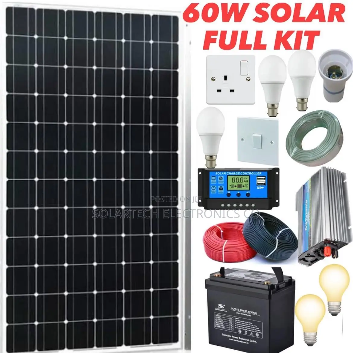 60W Solar Energy Full Kit/ Strong Battery