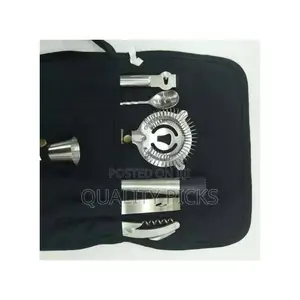 Cocktail Set, 7 Piece Bartender Drink Mixing Kit-Silver.