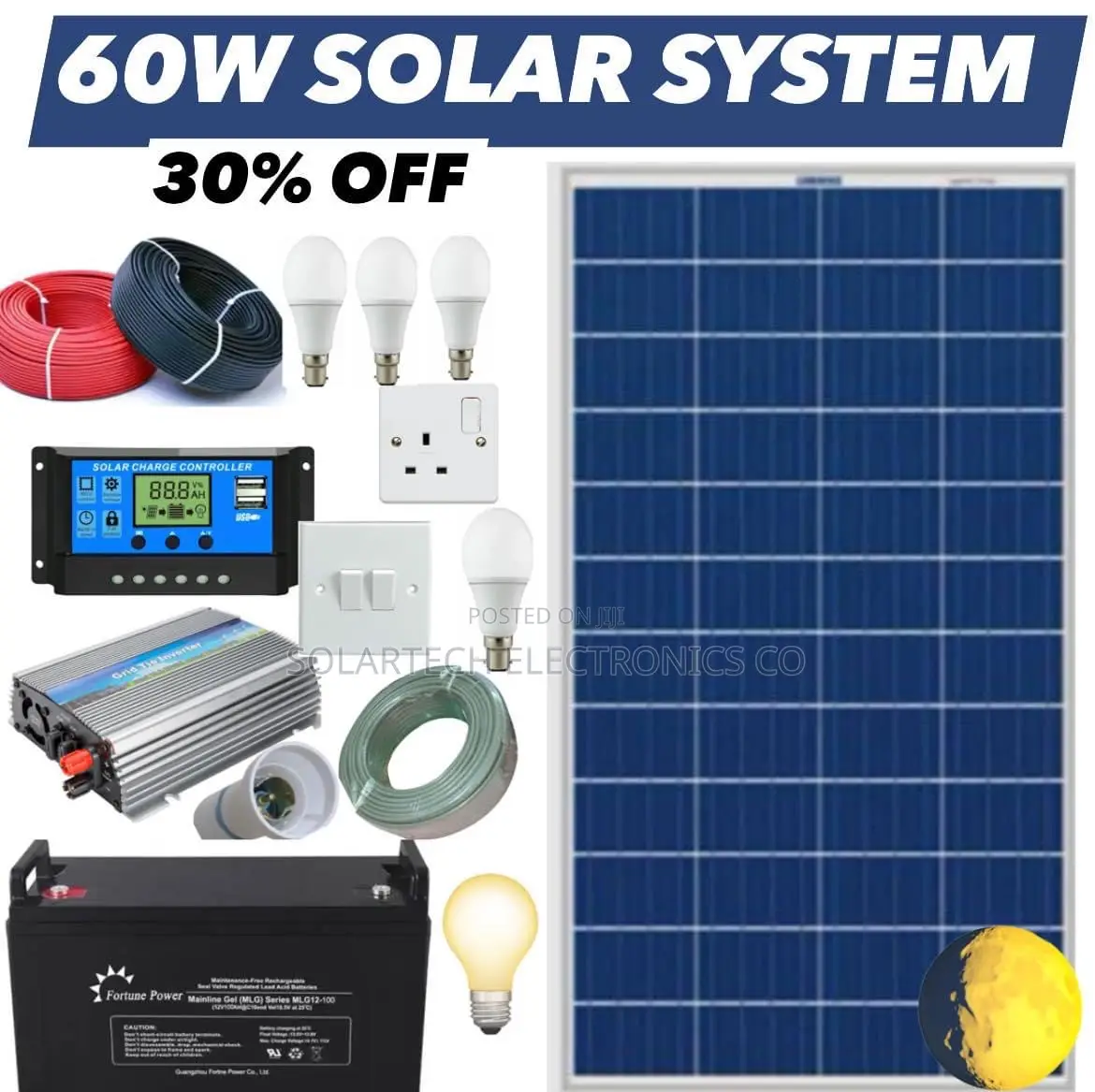 60W Solar Complete System Kit/ Sunshine