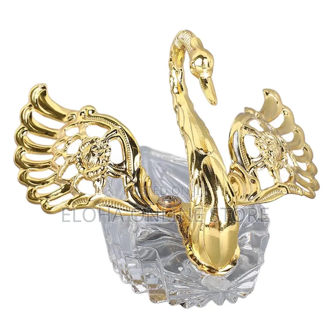 Golden Swan Shaped Compact Crystal Sugar Bowl