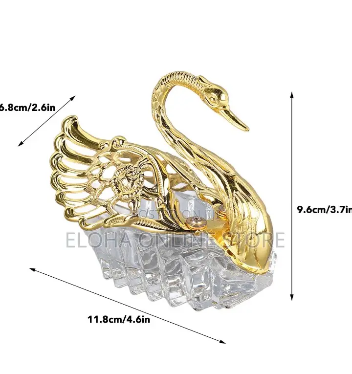 Golden Swan Shaped Compact Crystal Sugar Bowl