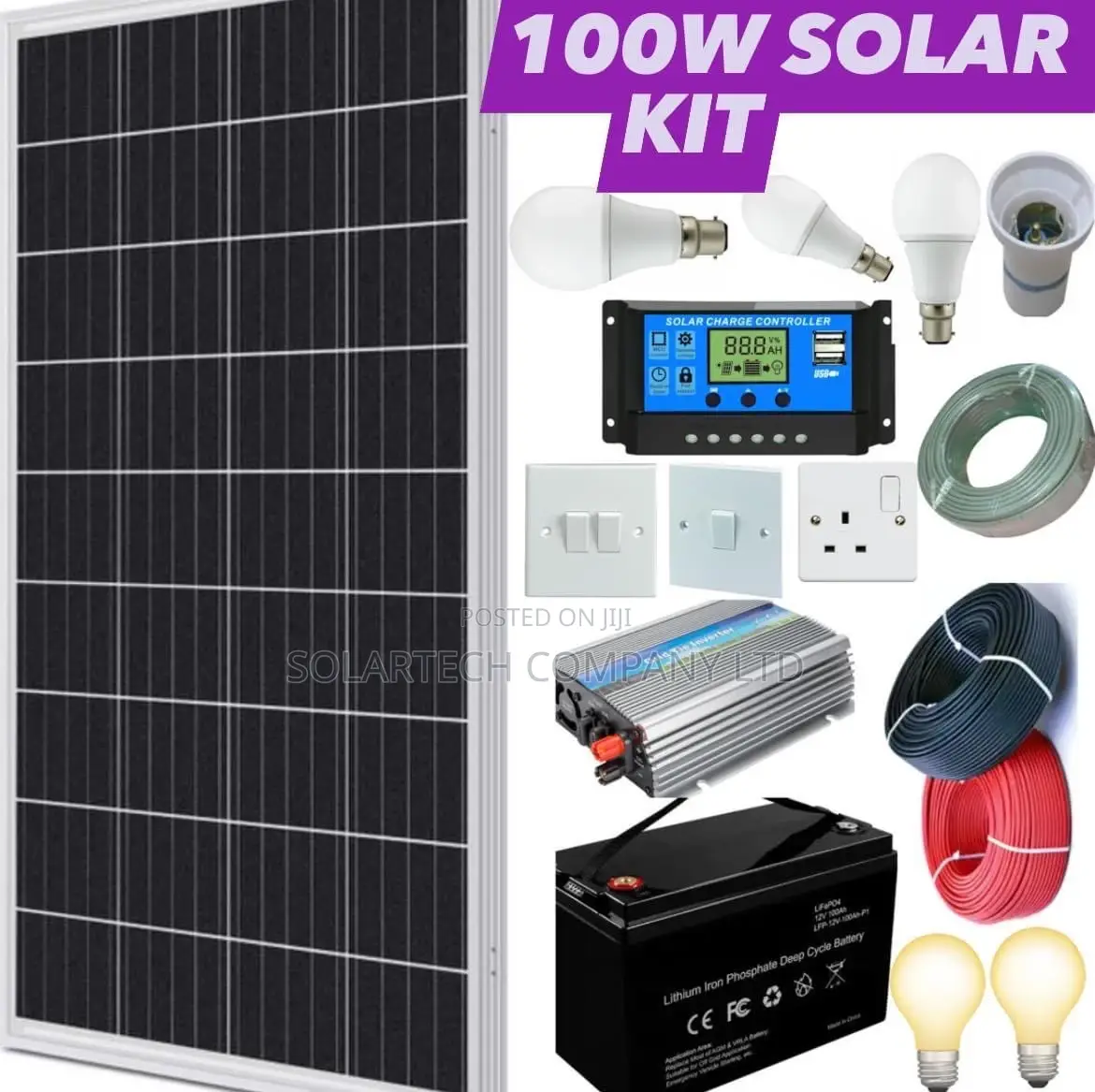 100W Solar Energy System Full Kit/ Sunset Power