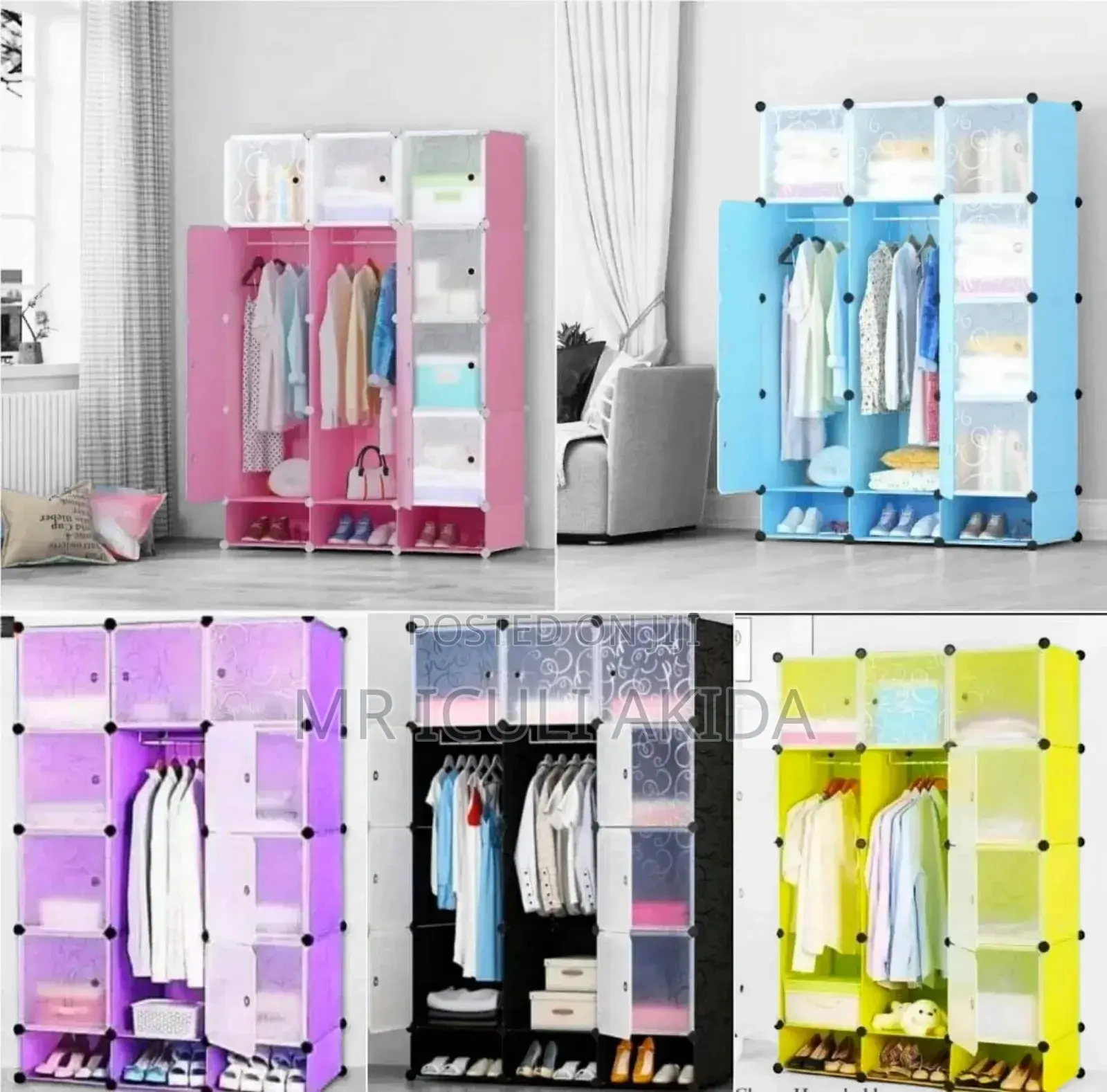 3columns Smart Modern Plastic Closet/Wardrobe WTH Shoe Rack