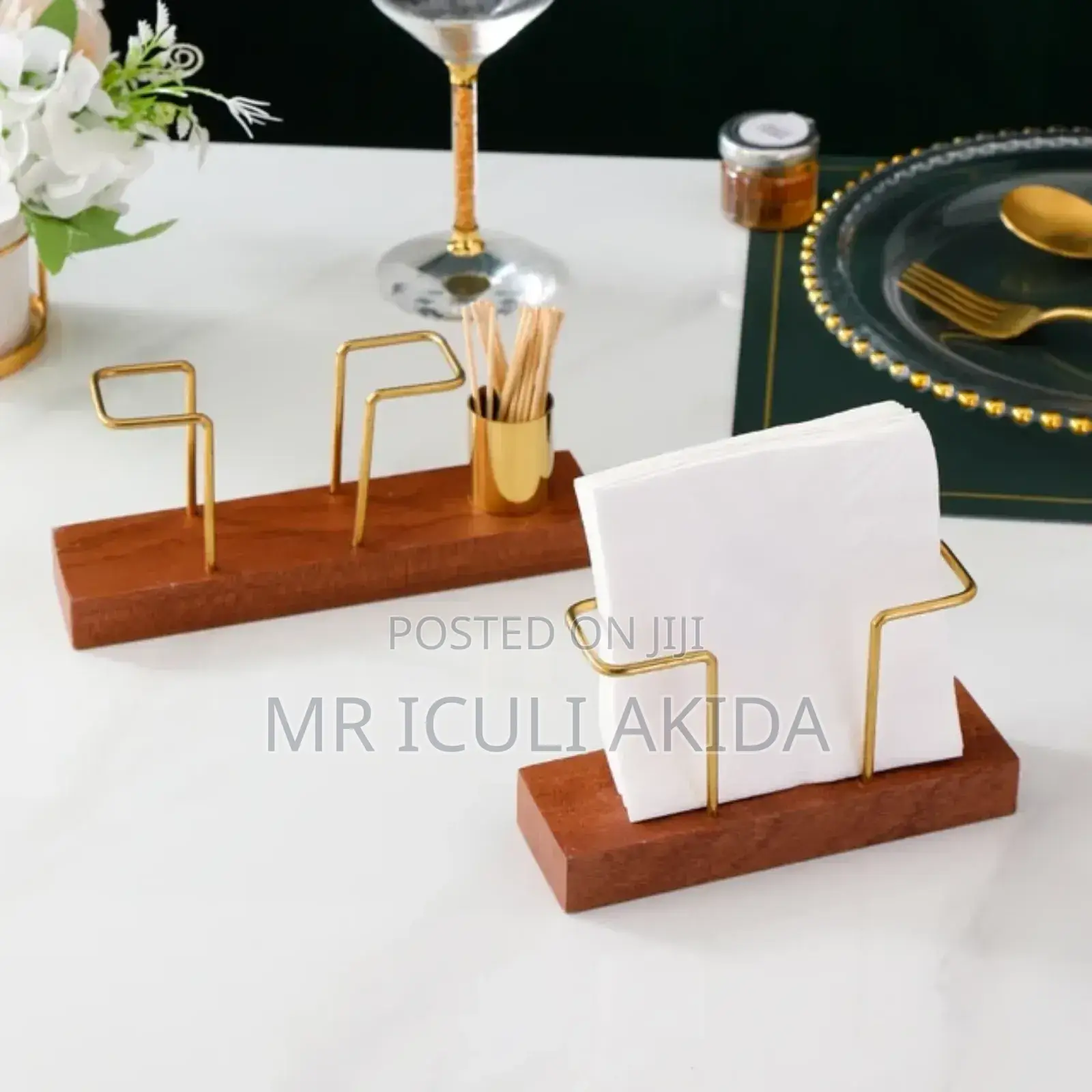 2in1 Wooden Base Napkin/Saviet Holder WTH Tooth Pick Box