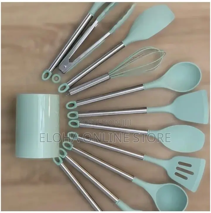 11 PCS Silicone Utensils Set Food Grade Steel Handle