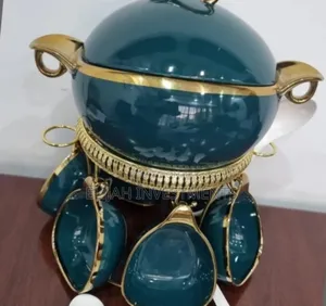 Durable Soup Set With a Gold Stand