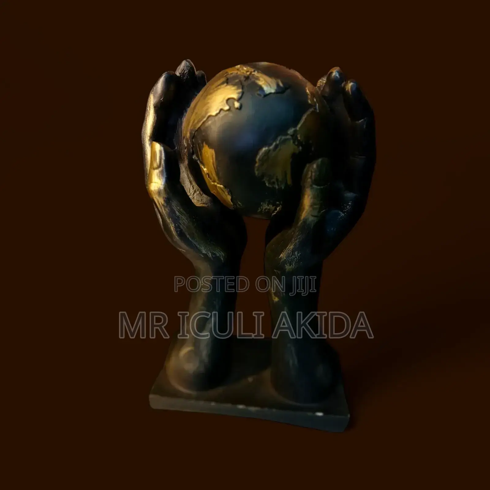 Globe in Hands Vintage Style Decorative Art Sculpture Gift