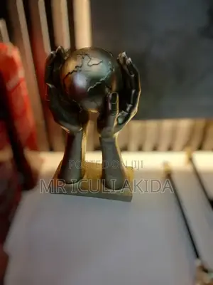 Globe in Hands Vintage Style Decorative Gold Art Sculpture