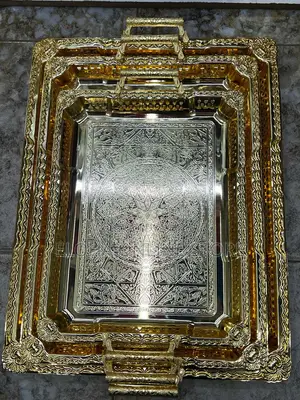 Decorative 3 PCS Stainless Steel Tea Coffee Serving Tray